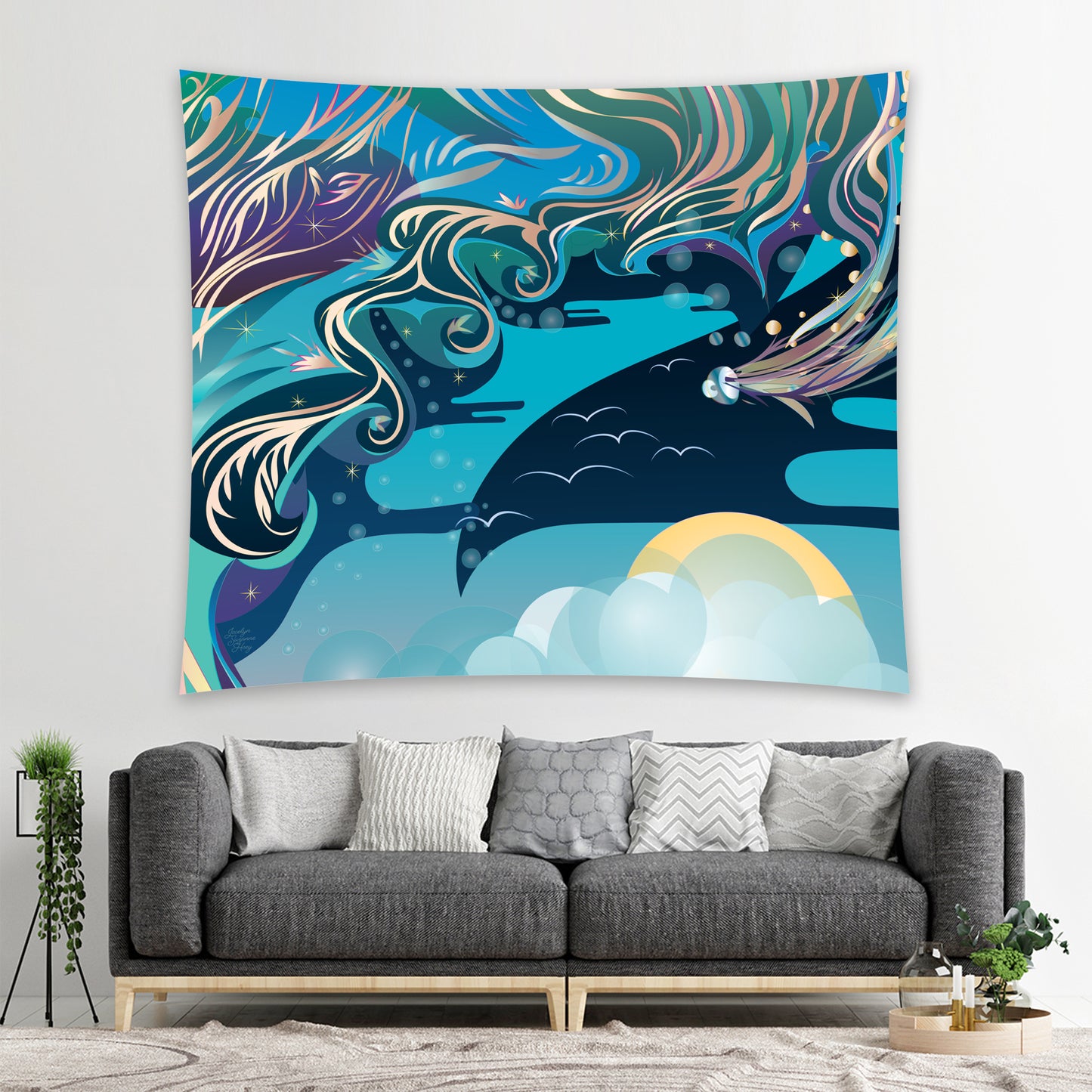 Cotton Tapestry - Envision - Flying Jellies (left)