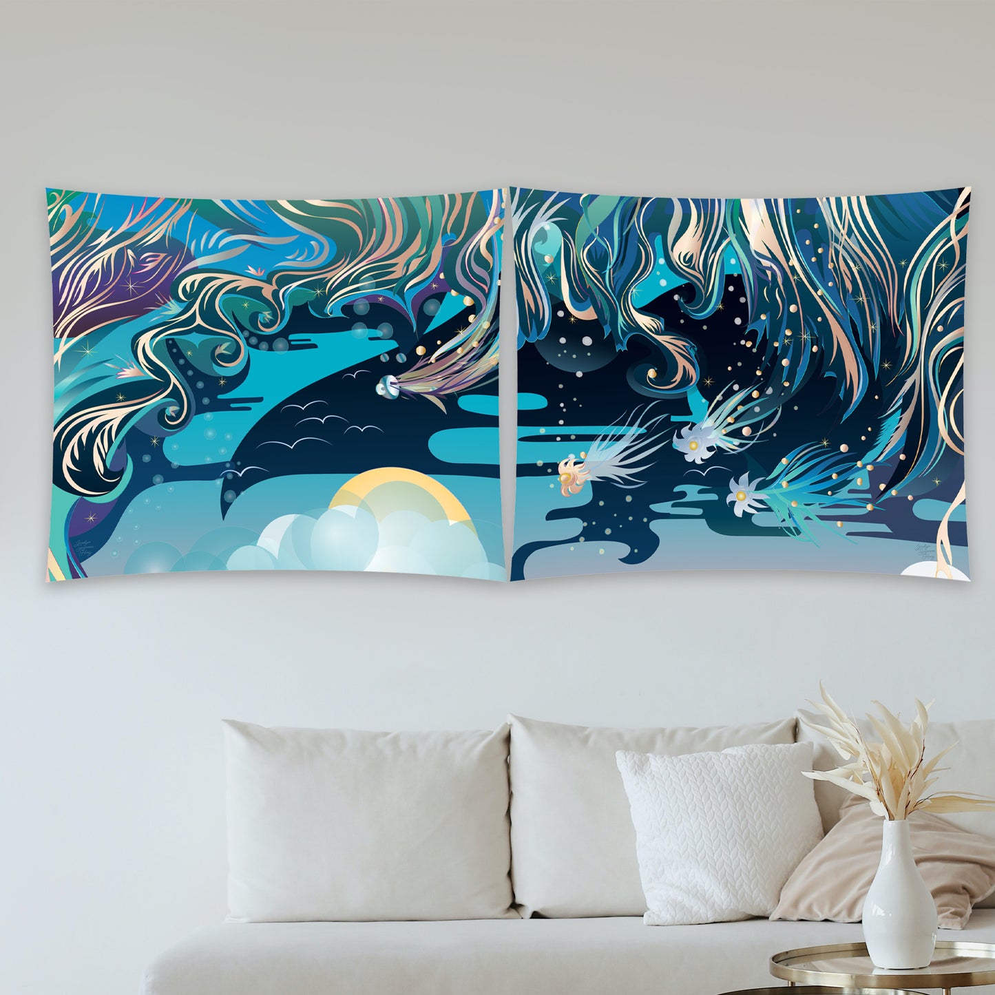 Cotton Tapestry - Envision - Flying Jellies (left)