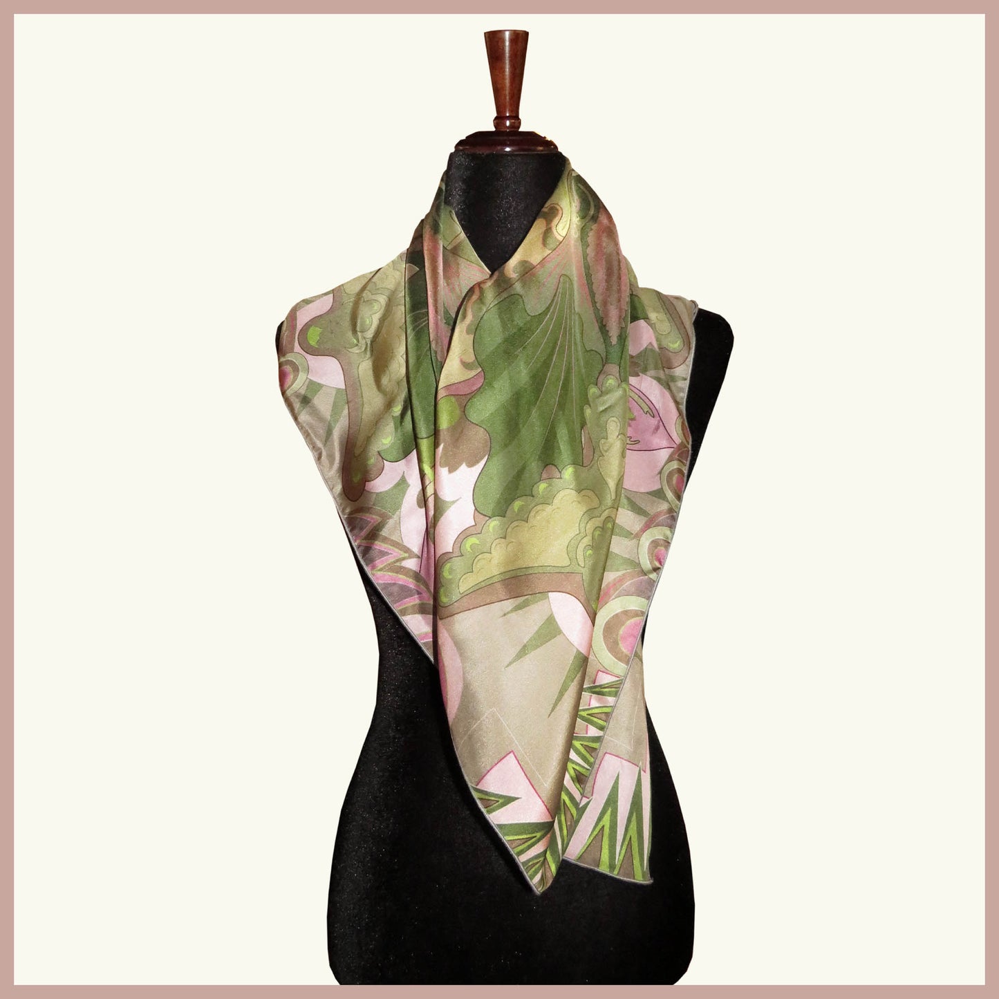 Silk Scarf - Centering in Pink and Green