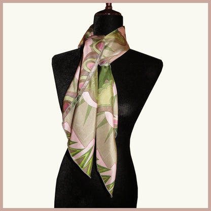 Silk Scarf - Centering in Pink and Green