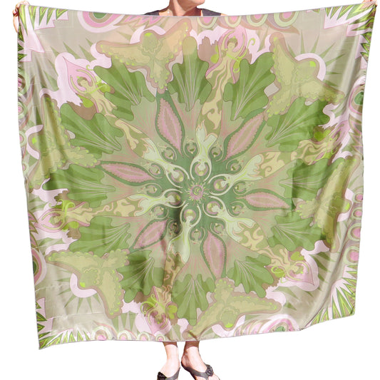 Silk Scarf - Centering in Pink and Green